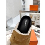 Hermes plush half slippers
