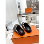 Hermes plush half slippers