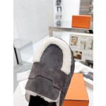 Hermes plush half slippers