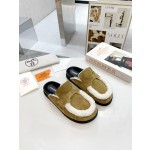 Hermes plush half slippers