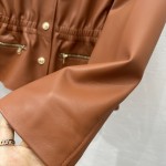 Celine - Arc de Triomphe Metal Buckle Orange Waist Leather Coat