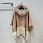FENDI 23 Autumn/Winter New Product Color Block Hooded Cape Coat