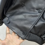 BALENCAGA Litchi Double breasted Goat Leather Jacket