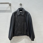 BALENCAGA Litchi Double breasted Goat Leather Jacket