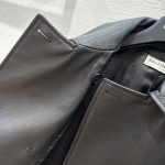 BALENCAGA Litchi Double breasted Goat Leather Jacket