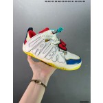 Official website Double Lace Up Casual Running Shoes Leather Red Blue Fluorescent Green Skeleton Bird