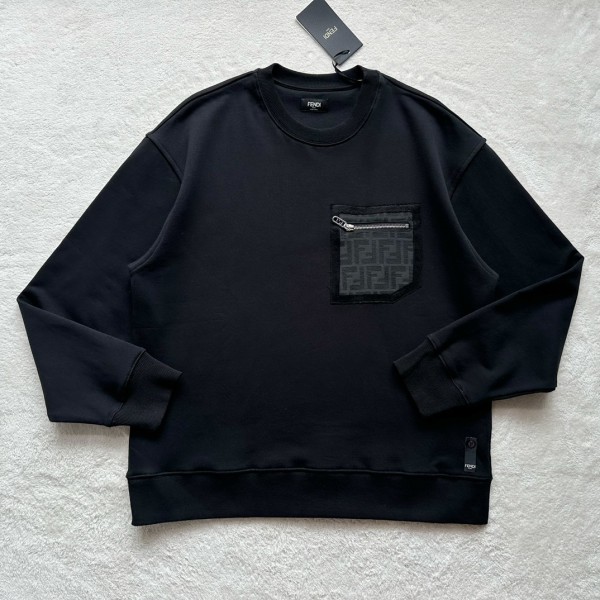 Fendi Jacquard Zipper Round Neck Sweater