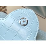 LOUIS VUITTON M48865 Blue Crocodile Silver Button