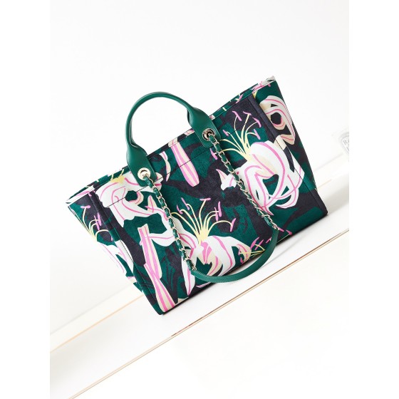 CHANEL print ➕ Wooden pearl logo beach bag model number AS3257