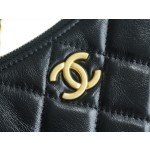 CHANEL 𝟮𝟯 B Handicraft Workshop 𝒉𝒐𝒃𝒐 Double Chain Underarm Bag Large Black