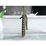 CHANEL 𝟮𝟯 B Handicraft Workshop 𝒉𝒐𝒃𝒐 Double Chain Underarm Bag Large Black