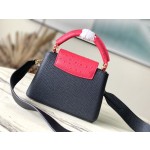 𝐋𝐎𝐔𝐈𝐒𝐕𝐔𝐈𝐓𝐓𝐎𝐍 N83103 Black and Red Ostrich Pattern Mini Capsines Handbag