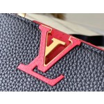 𝐋𝐎𝐔𝐈𝐒𝐕𝐔𝐈𝐓𝐓𝐎𝐍 N83103 Black and Red Ostrich Pattern Mini Capsines Handbag