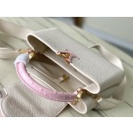 LOUIS VUITTON Milk Shake White Mix Powder Ostrich Pattern Small Capsines Handbag