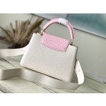 LOUIS VUITTON Milk Shake White Mix Powder Ostrich Pattern Small Capsines Handbag