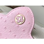 𝐋𝐎𝐔𝐈𝐒𝐕𝐔𝐈𝐓𝐓𝐎𝐍 N83103 Milk Shake White Powder Ostrich Pattern Mini Capsines Handbag