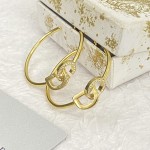 Dior Bend C Double CD Rhinestone Earrings