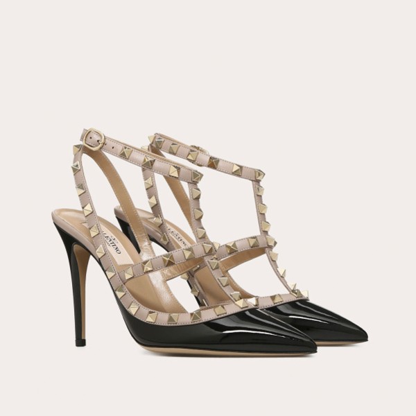 Valentino VT Collection Two Strap Mid Heel 10cm Black