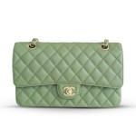 𝐂𝐇𝐀𝐍𝐄𝐋 Classic Flap France 🇫🇷 𝐇𝐇 𝐚𝐚𝐬 Original Caviar 🐂 Washed Tire Ox Medium 🐘Grass green