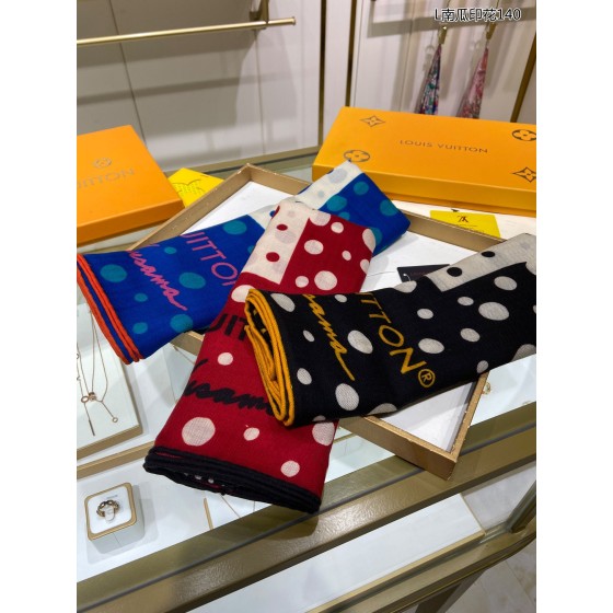 LOUIS VUITTON pumpkin printed cashmere square scarf