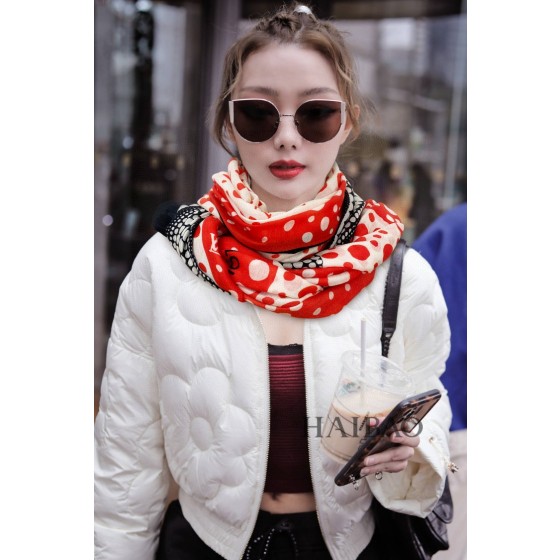 LOUIS VUITTON pumpkin printed cashmere square scarf