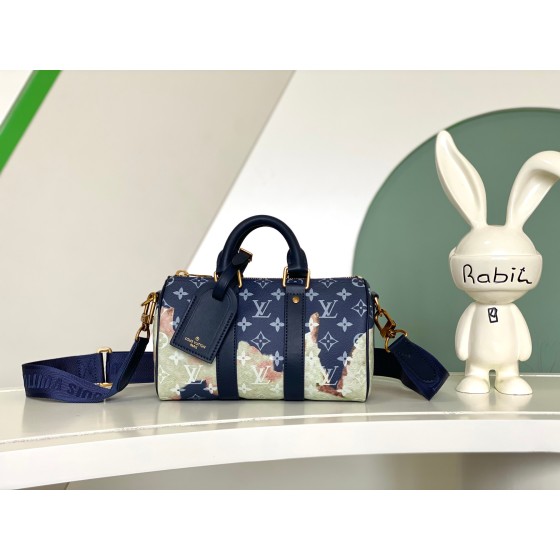 𝐋𝐎𝐔𝐈𝐒𝐕𝐔𝐈𝐓𝐓𝐎𝐍 M46804Keepall XS handbag black silver color pumpkin screen printing