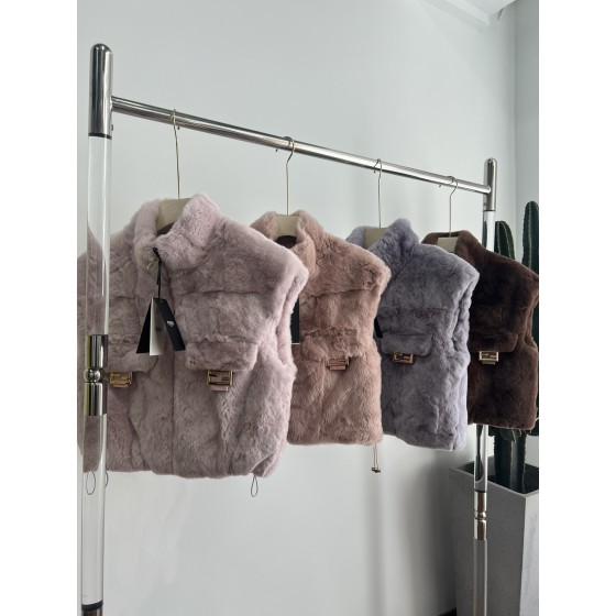 Fendi Rex Rabbit Fur Vest G21 (consult customer service to confirm size before placing an order)