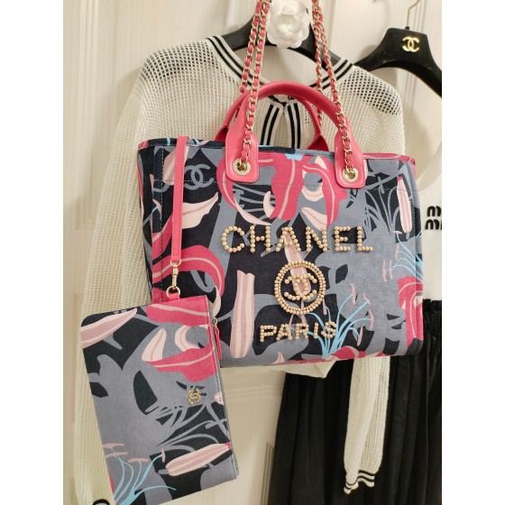 CHANEL 23a Advanced Handicraft Shop Carmine Print Beach Bag