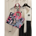 CHANEL 23a Advanced Handicraft Shop Carmine Print Beach Bag