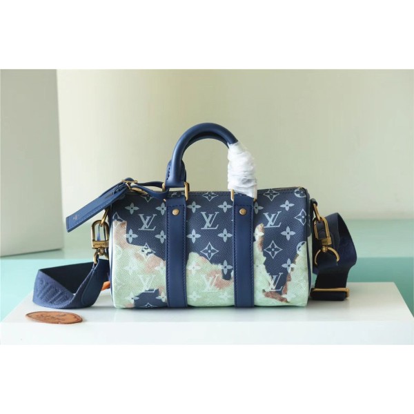 𝐋𝐎𝐔𝐈𝐒𝐕𝐔𝐈𝐓𝐓𝐎𝐍 M46804Keepall XS handbag black silver color pumpkin screen printing