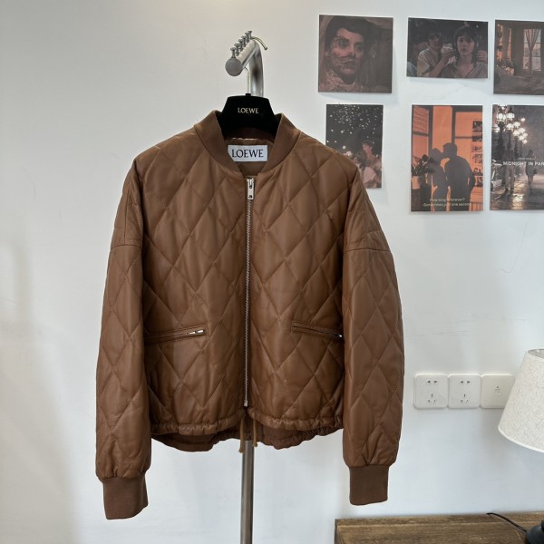 LOEWE genuine leather baseball down jacket G27 (consult customer service to confirm size before placing an order)