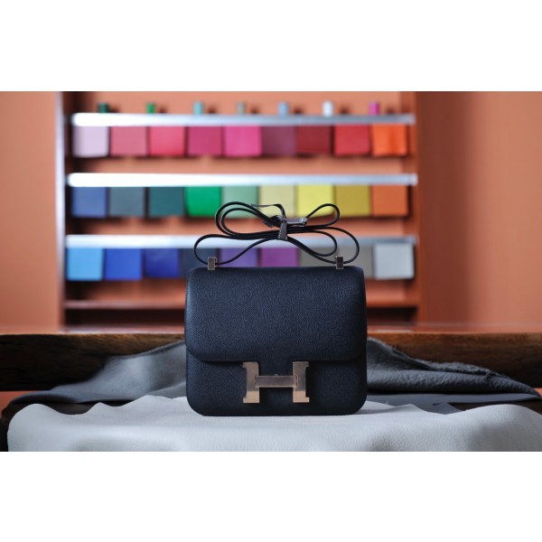 Cancon 24 Black Rose Gold Buckle Epsom Leather