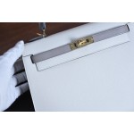 Kelly25 Milkshake White with Pitch Gray Gold Buckle Epsom Leather