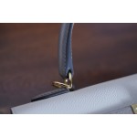 Kelly25 Milkshake White with Pitch Gray Gold Buckle Epsom Leather