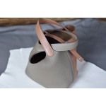 picotin18 elephant gray and golden brown silver buckle TC leather