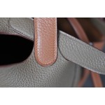picotin18 elephant gray and golden brown silver buckle TC leather