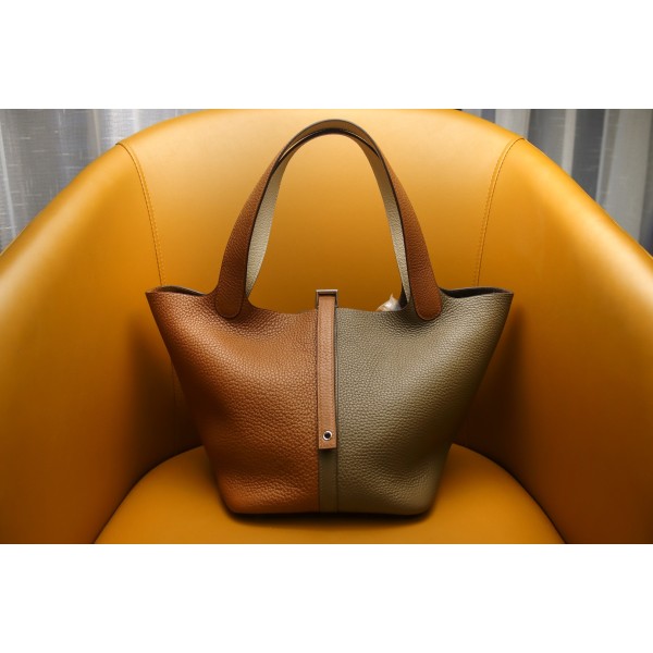 picotin22 tricolor tc leather silver buckle