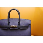 Birkin25 outer seam gemstone blue with midnight blue EPSOM silver buckle