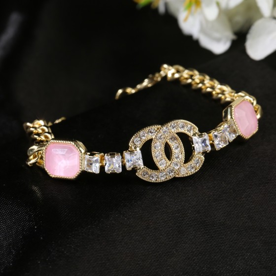 CHANEL Pink Diamond Double C Bracelet