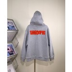 Loewe Grey Red Embroidered Cotton Hoodie