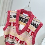 GANNI Jacquard Pattern Academy Style Knitted Vest