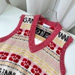 GANNI Jacquard Pattern Academy Style Knitted Vest