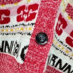GANNI jacquard pattern college style knit cardigan
