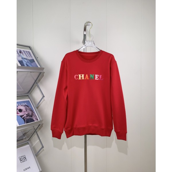 Chanel Small Fragrant Embroidered Colorful Character Logo Round Neck Sweater
