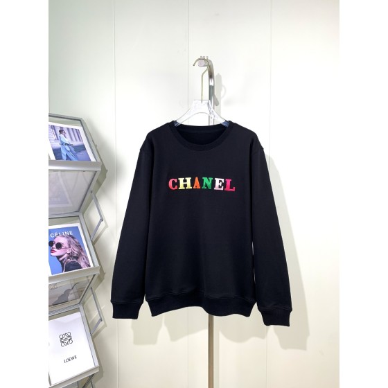 Chanel Small Fragrant Embroidered Colorful Character Logo Round Neck Sweater