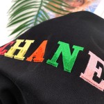 Chanel Small Fragrant Embroidered Colorful Character Logo Round Neck Sweater
