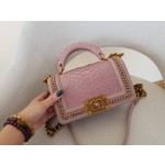 𝗖𝗵𝗮𝗻𝗲𝗹 𝗟𝗲𝗯𝗼𝘆 进口蟒蛇皮 内配小羊皮 最新款重金属手柄包