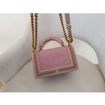 𝗖𝗵𝗮𝗻𝗲𝗹 𝗟𝗲𝗯𝗼𝘆 进口蟒蛇皮 内配小羊皮 最新款重金属手柄包