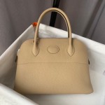 Bolide 27cm Imported calfskin Half hand waxed stitching Windbreaker Grey Silver buckle