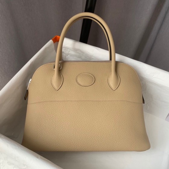 Bolide 27cm Imported calfskin Half hand waxed stitching Windbreaker Grey Silver buckle